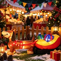 Sled gonflable en forme de chien saucisse de 2,4 m avec lumières LED pour la décoration extérieure de jardin et de cour