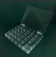 Boîte de rangement personnalisée en acrylique transparent à 30 compartiments, présentoir de bureau multi-compartiments à grille carrée pour boucles d'oreilles, bagues, bijoux, tampons et perles