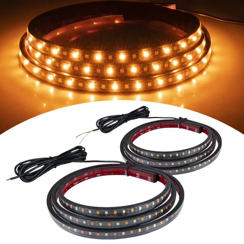 60 polegadas Car led Strip White + Amber Color Lighting Turn Signal Automóvel Pedal Fluxo de Luz Para Truck Auto