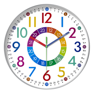Bán buôn trẻ em giảng dạy phòng ngủ Đồng hồ treo tường 12 inch Nhựa im lặng thạch anh phong trào Vòng đồng hồ treo tường cho trẻ em - Product Image 3