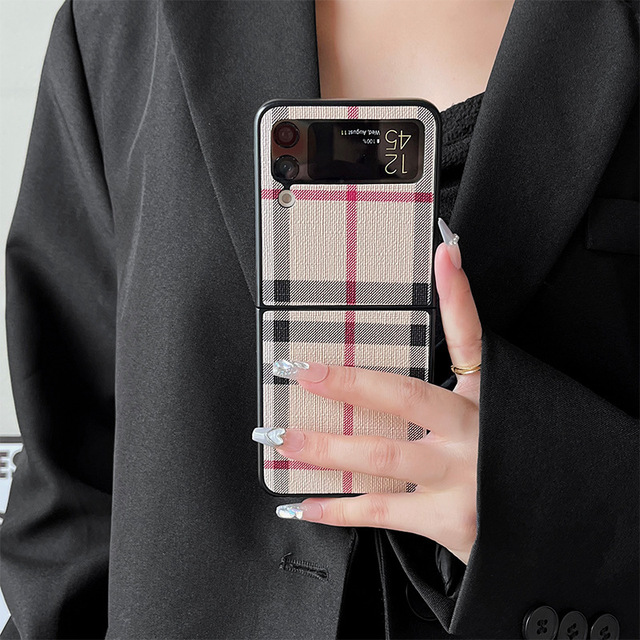 Folding Screen Flip Plaid Simple and Luxurious Women's Fashionable and Personalized Phone case for Samsung Zflip6 Zfold5 Pocket2