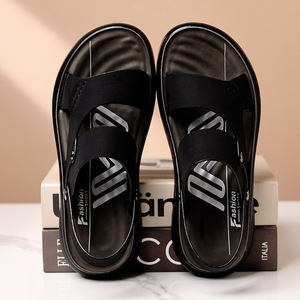 รองเท้าแตะผู้ชายแบบสายไขว้สีน้ำตาลปิดด้วยเวลโครพื้นรองเท้าหนารองเท้าลำลองฤดูร้อนสำหรับวัยรุ่นอายุ 18-40 ปี - Product Image 4