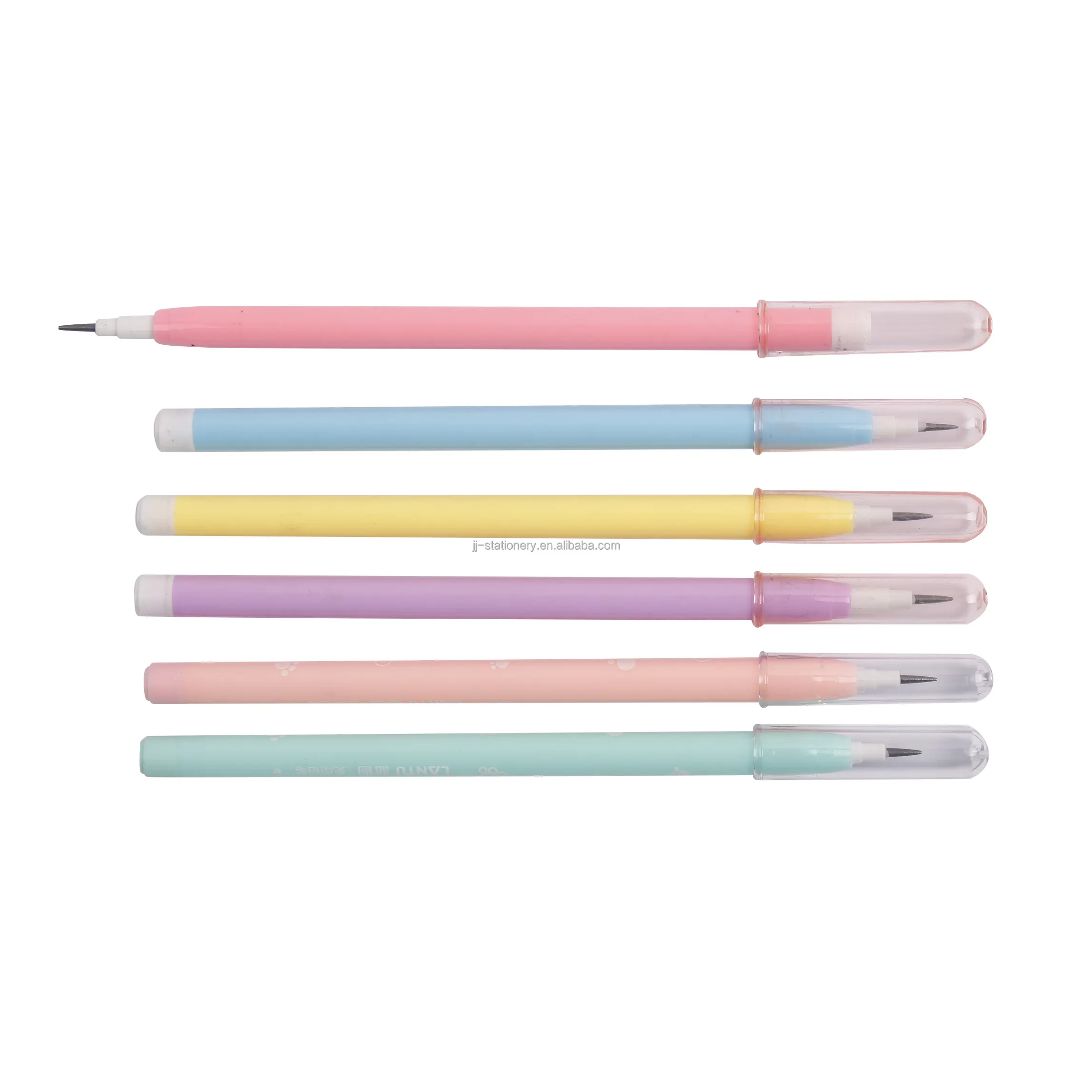 Plastik kualitas tinggi 9 Tips tembus Multi titik dorong menyenangkan pensil alat tulis baru hadiah peluru Stackable pensil
