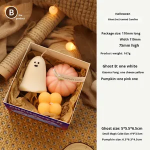Coffret cadeau fantôme d'Halloween, bougie parfumée artisanale à la cire de soja, aromathérapie, décoration d'intérieur, petits ornements, souvenir - Product Image 6