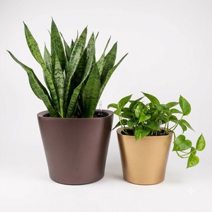 Pot de plante à arrosage automatique en plastique PP, 6 couleurs disponibles, finition mate métallique, pour la décoration de la maison, du bureau, du balcon, petite taille - Product Image 1