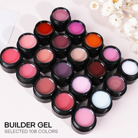 Gel Constructeur Auto-Nivelant Effet Gelée Marque Privée Sans HEMA Ni TPO Sans Chauffage Gel Dur UV pour Extensions Ongles Couleur Rouge