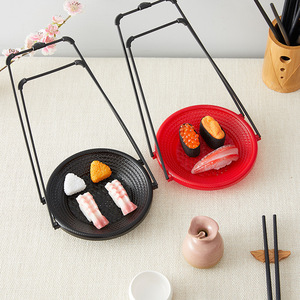 Corbeille à fruits et sushis portative Double Épée Oiseau Volant, Noir et Rouge, pour Hôtels et Restaurants, Plat de service pour la Cuisine Japonaise et les Collations - Product Image 3