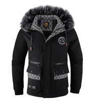 Nouvelle arrivée hiver transfrontalière : Doudoune matelassée premium en polyester pour homme avec capuche amovible, extra-épaisse, style streetwear