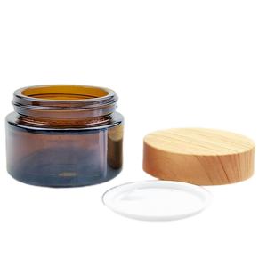 ขวดแก้วสีน้ำตาลอำพันเปล่าสำหรับเครื่องสำอาง ขนาด 1 ออนซ์ 5 กรัม 10 กรัม 15 กรัม 20 กรัม 50 กรัม 100 กรัม 30 กรัม ขวดแก้วฝ้าสำหรับครีมบำรุงรอบดวงตา ขนาด 50 มล. พร้อมฝาไม้ไผ่ - Product Image 3