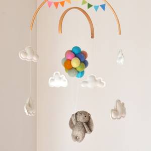 Pompon en laine arc-en-ciel pour bébé, <span class=keywords><strong>1</strong></span> pièce, cadeaux de fête prénatale, ballon bois mignon lapin volant, pépinière, avec décor de nuage en peluche - Product Image 4