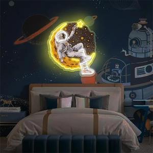 Lámpara de Pared LED de Neón con Diseño de Astronauta en la Luna, Alimentación por USB, Resistente al Agua IPX3, Multicolor, Regulable, para Bares, Centros Comerciales, Tiendas, Bodas, Decoración del Hogar - Product Image 3
