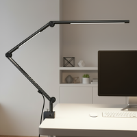 Lampe de bureau LED électrique en aluminium à bras articulé flexible et réglable, design moderne et simple, double source lumineuse, lampe à pince, protection oculaire, sans scintillement