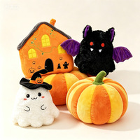 Nouvelles Peluches d'Halloween en Polyester : Citrouille, Fantôme, Petit Chauve-souris, Coussins en Forme de Maison Unisexe