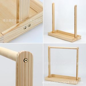 Wooden Baby <b>Clothes</b> Rack With Hangers 2 Tier Standing Type <b>Storage</b> Organizer For Clothing Display And Pet Doll Use - Product Image 2