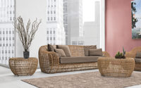 Set Sofa Rotan Dalam Ruangan Sudut Gaya Alami