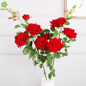 Ramo de Rosas Artificiales de 5 Cabezas, Flor de Seda Amarilla de Alta Simulación, Decoración para el Hogar, Accesorios para Bodas - Product Image 3