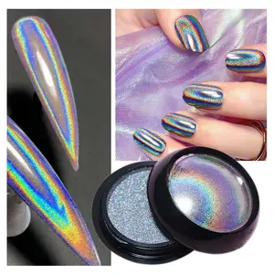 Wholesale Holographic Nail Chrome Powder Rainbow Effect Nail Art Pigment Hologram Powder Holographic Pigment For Nails