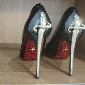 Zapatos de Mujer con Tacón Súper Alto, Punta Abierta, Parte Superior de Microfibra, Tacón Fino, Color Sólido, Suela de Goma Natural, Modelo Metal Sceptre - Product Image 4
