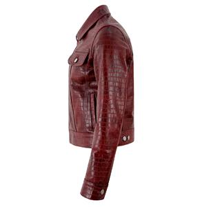 Gilet pour femme en cuir Nappa imprimé croco rouge foncé 100 % véritable, couleur tendance, marque privée, OEM, style moderne et classique - Product Image 3