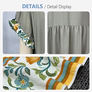 Vestido Midi Boho Verde Salvia para Mujer, Mezcla de Lino, Estampado Floral, Manga con Volantes, Estilo Casual - Product Image 6