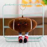 Porte-clés peluche ballon de football mignon, jouet de sport en peluche doux avec jambes pour breloque de sac, cadeau promotionnel