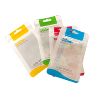 Sac en plastique refermable avec logo personnalisé, câble USB, étui de téléphone, Mylar OPP, fenêtre transparente, trou de suspension, vente au détail, électronique, transparent