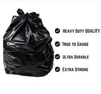 Sacs poubelles jetables noirs en HDPE épais, pratiques pour le nettoyage, à fond plat, pour usage domestique, en rouleau