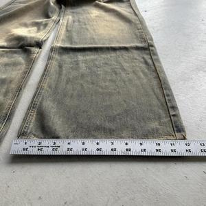Y2K stile Vintage blu deserto sabbia lavare larghi gamba Denim Jeans Grunge Super malato unico lavaggio uomo Blue Jeans marrone chiaro - Product Image 6