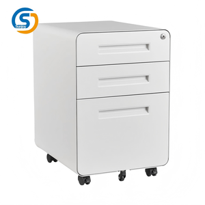 White Metal Mobile Pedestal Cabinet Henan Sunjoy 3 Tier Locking <strong>Wheels</strong> for Corporate Workspace - Product Image 4