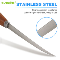 Couteau à fileter SUNSHINE en acier inoxydable fait main, taille personnalisée, pour désosser la viande et la pêche, avec étui en cuir, emballage personnalisé