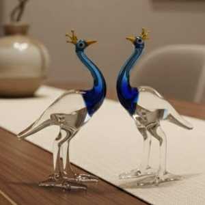 Mundo de Cristal en Miniatura, Cristal de Murano Soplado a Mano, Arte de Cristal con Forma de Pájaro, Pareja de Pavo Real, Arte Contemporáneo, Ecológico, Moderno - Product Image 5