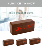 Jam Alarm Digital Kayu dengan Layar LED, Kontrol Suara, Pengisian Daya USB, Tampilan Waktu, Tanggal, dan Suhu, Tahun 2020