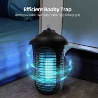 Trampa eléctrica para matar mosquitos y moscas de alta potencia de 7000V, luz fluorescente UV y emisión púrpura para uso en el patio trasero