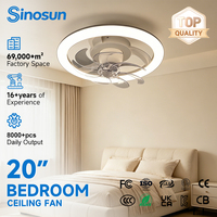 Ventilateur de plafond LED moderne avec télécommande, moteur BLDC 20 pouces, nouveau design, pour chambre à coucher, vente chaude OEM/ODM
