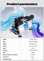 Nouveau compresseur d'air portable mini à piston, sans huile, 220V/110V 500W, refroidi par air, pour l'aération en pisciculture et aquaculture