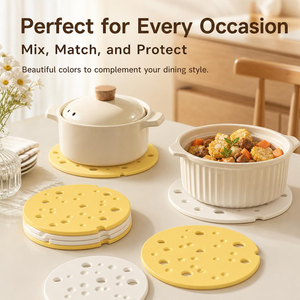Cute Cheese <b>Silicone</b> <b>Trivet</b> Mat 5mm Heavy Duty Heat Resistant 299C Non Stick Pot Holder Coaster Kitchen Countertop Protector - Product Image 6