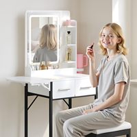 Ensemble de table de maquillage compacte MemoCastle en bois moderne pour petites chambres et dortoirs – Vente en gros
