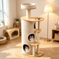 Arbre à chat modulaire de luxe en bois, design moderne et haut de gamme, avec griffoir et tour d'escalade, couleur personnalisable, pour l'extérieur