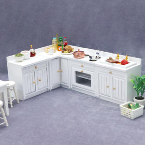 Évier en <span class=keywords><strong>bois</strong></span> pour maison de poupée, meuble miniature pour maison de poupée, banc de cuisine miniature, cuisinière - Product Image 1