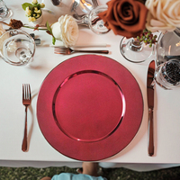 Assiettes de présentation sophistiquées Woju de 13 pouces en plastique argenté, électroplaquées, pour buffet, hôtel et restaurant