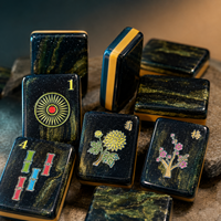 En stock, jeu de mahjong américain d'élégance orientale, 160 tuiles, tuiles en acrylique à 3 couches avec veine dorée, cadeau pour les amateurs de mahjong