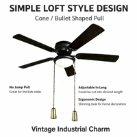 HuiLiHang HLH-CFPC-02 Chaîne de tirage en laiton antique pour ventilateur de plafond, interrupteur à suspension métallique, luminaire de ventilateur, style loft simple