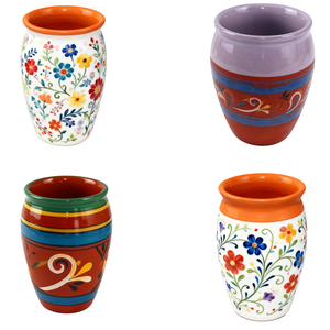 Taza Cantarito de Barro Hecha a Mano de 12oz/16oz para Bebidas Frías y Calientes, Tazas de Barro Mexicanas para Margarita, Vino, Jugo - Product Image 1