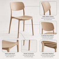 Chaise de salle à manger empilable ergonomique et moderne en plastique PP durable, résistante à l'eau et légère, pour la maison