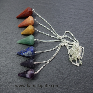 Péndulo de Lapislázuli Natural Facetado con Cadena de Plata, Herramienta de Cristaloterapia - Product Image 5