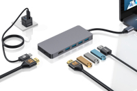 Forida HUb USB-C double affichage 7 en 1, adaptateur plug & play avec ports USB USB-C vers HDMI 5G pour appareils type-c