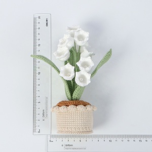 Maceta de Flores Artificiales de Lirio de los Valles de 9 Cabezas Tejida a Mano con Base de Hilo Degradado, Decoración para Escritorio del Hogar, Regalo Festivo - Product Image 6