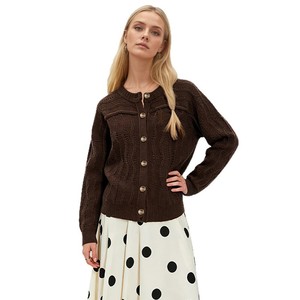 Cardigan boutonné pour femme, coupe ample, couleur unie, tricot anti-boulochage, style décontracté - Product Image 5