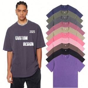 Custom Design 260gsm 100% Cotton Heavyweight Acid Wash T <b>Shirt</b> Men's Tees 2025 Summer Popular DTG Screen Print - Product Image 1