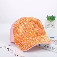 Casquette de baseball en diamant faite à la main, style coréen, polyvalente, pour l'été, protection solaire, avec strass